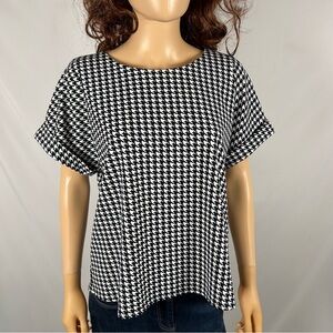 MelloDay Houndstooth Short Sleeve Blouse Size Large / XL